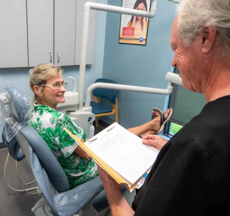 A female patient discussing facial esthetic treatment options at Ronald Fuhrmann DDS in Virginia Beach, VA .